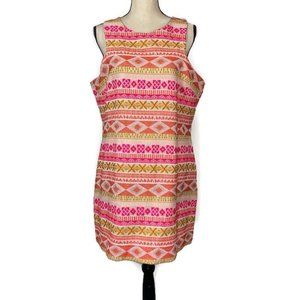 Britt Ryan Pink Gold Metallic Dress Womens Large Sleeveless Lined